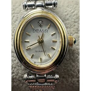 Embassy MBS003 Ladies Watch 18MM‎ 6" New Battery Stretch Band Silver Tone Q